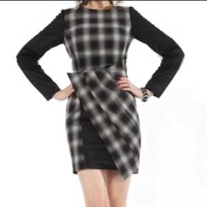 Karen Millen Tartan Plaid Dress, long sleeve, wool blend